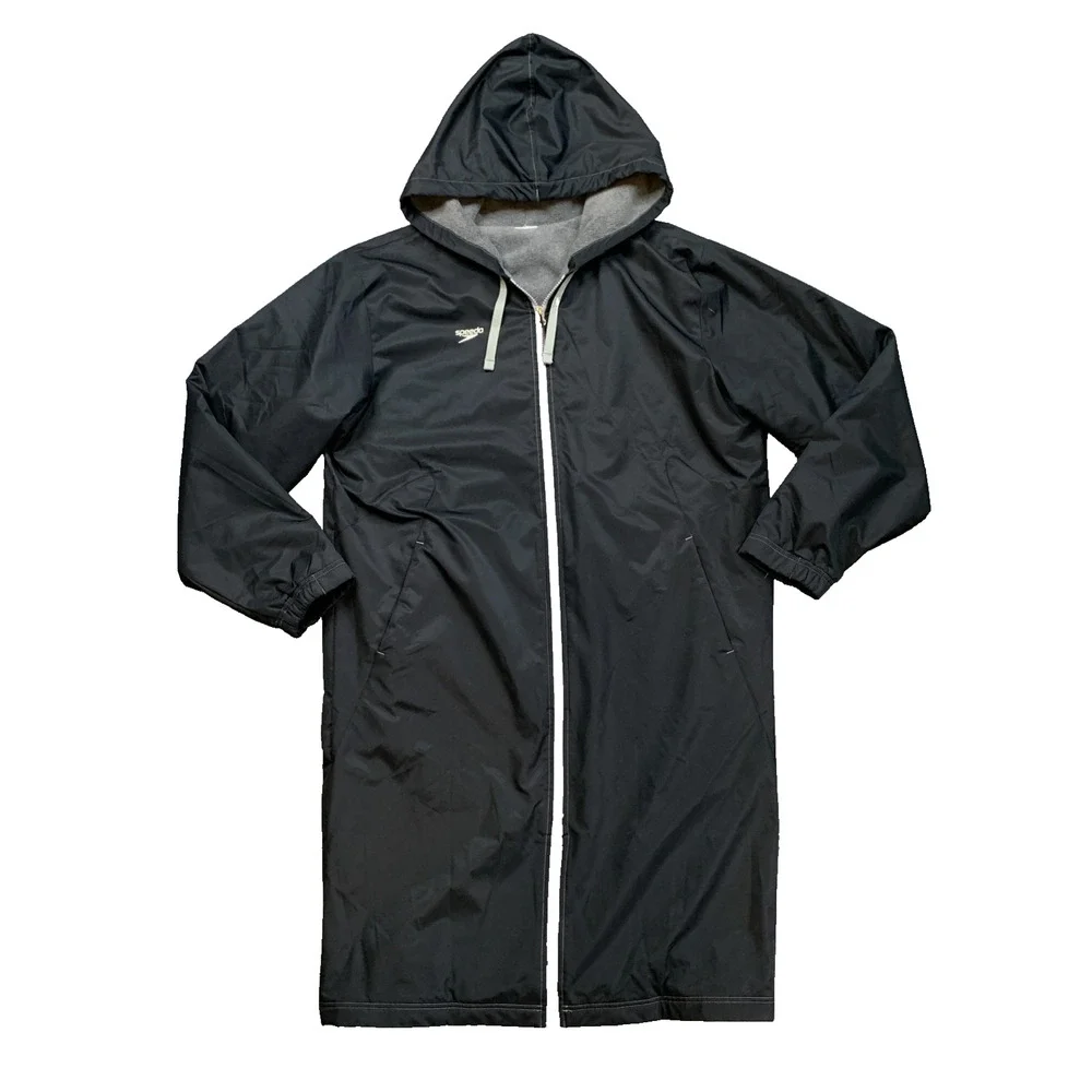 Speedo Jacket Mens Large Black Team Parka Fleece Lined Full Zip Water Resistant